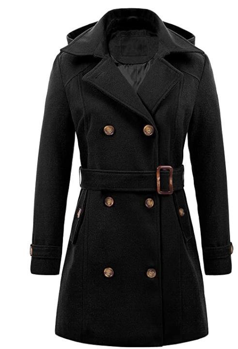 Damen eleganter Peacoat mit doppelter Knopfleiste und Taillengürtel Krohn-e
