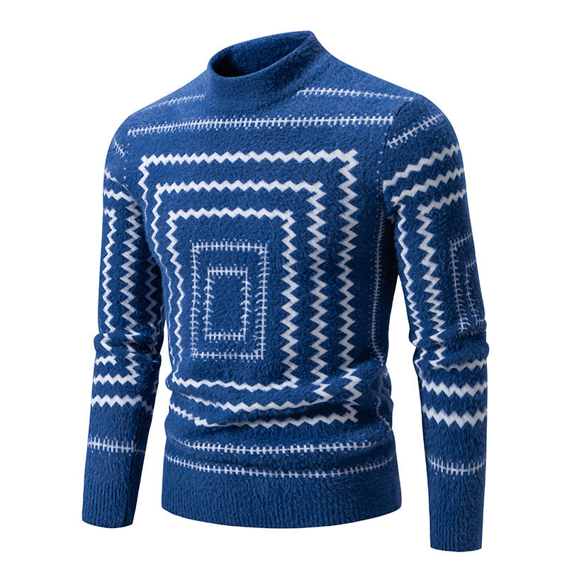 Damen Strickpullover mit geometrischem Muster und hohem Kragen Krohn-e