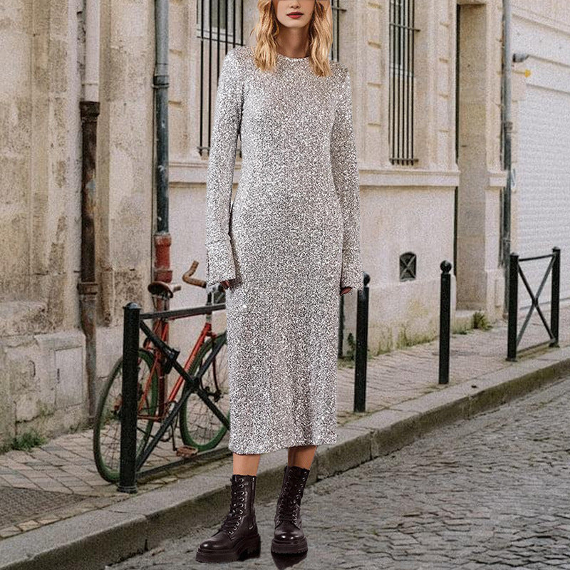Damen Glitzerndes Langarmkleid Krohn-e