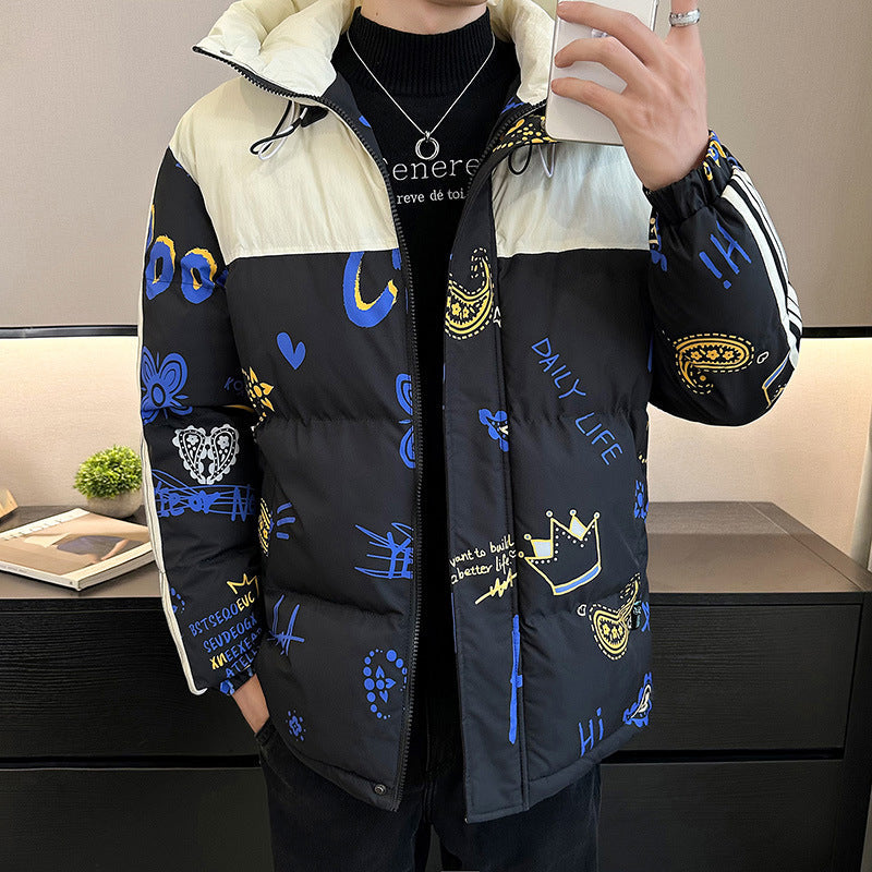 Herren modische und warme Steppjacke mit verstellbarer Kapuze Krohn-e