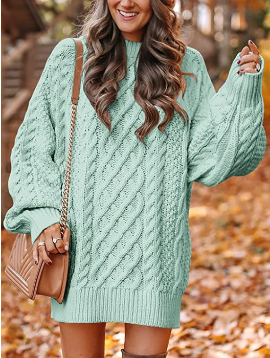 Damen Grober Strickpullover mit voluminösen Ärmeln und dekorativem Zopfmuster Krohn-e