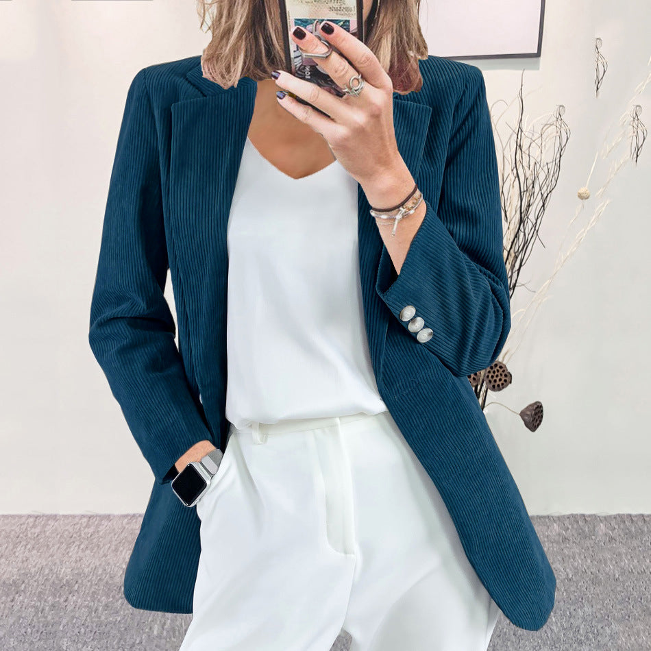 Damen Eleganter Blazer mit vertikalem Streifenmuster und schmaler Silhouette Krohn-e