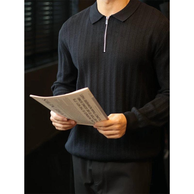 Herren Strickpullover mit Kragen und praktischem Reißverschluss Krohn-e