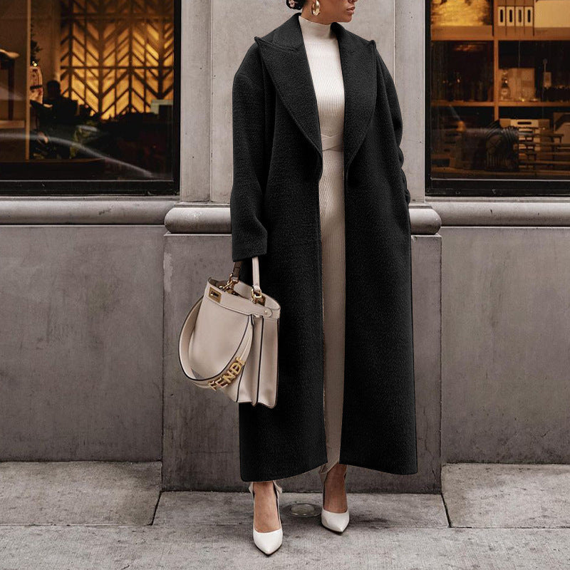Damen Luxuriöser Wollmantel mit strukturiertem Design und klassischem Kragen Krohn-e