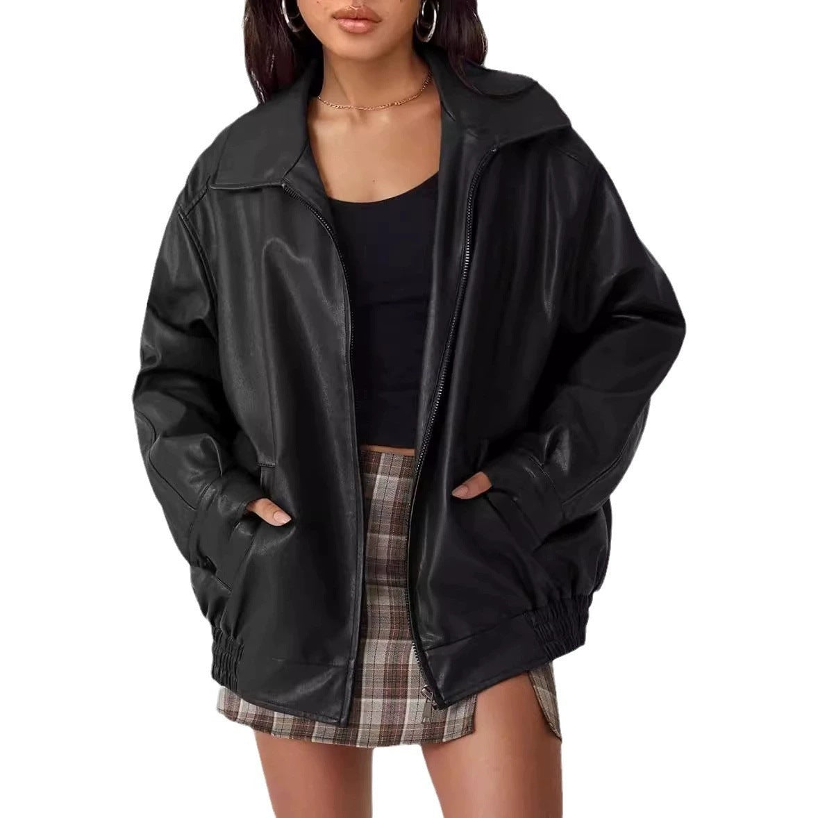 Damen modische und oversized Kunstlederjacke Krohn-e
