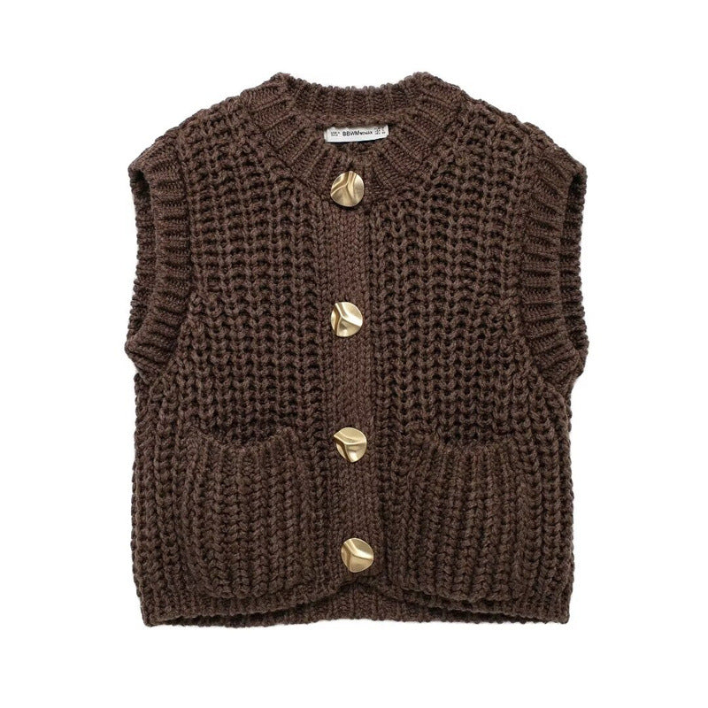 Damen modische Strickjacke mit Knopfleiste und Taschen Krohn-e