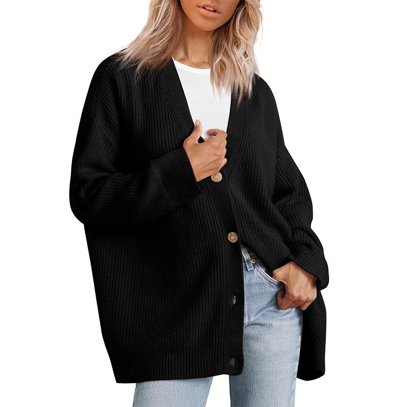 Krohn-e | Cardigan - Damen Herbst gestreifter Knopf-gefüllter Strick-Cardigan