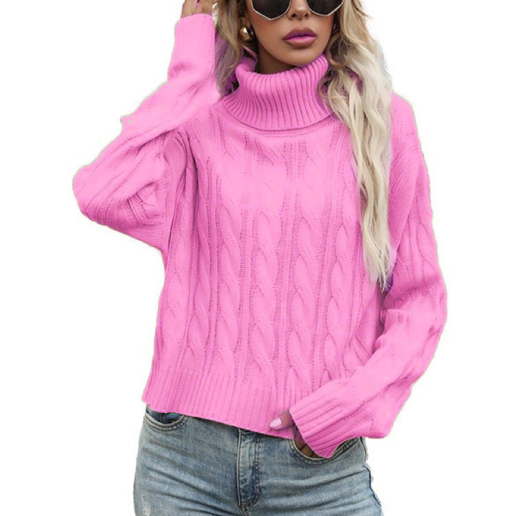 Damen Rollkragenpullover mit strukturiertem Zopfmuster und lässigem Schnitt Krohn-e