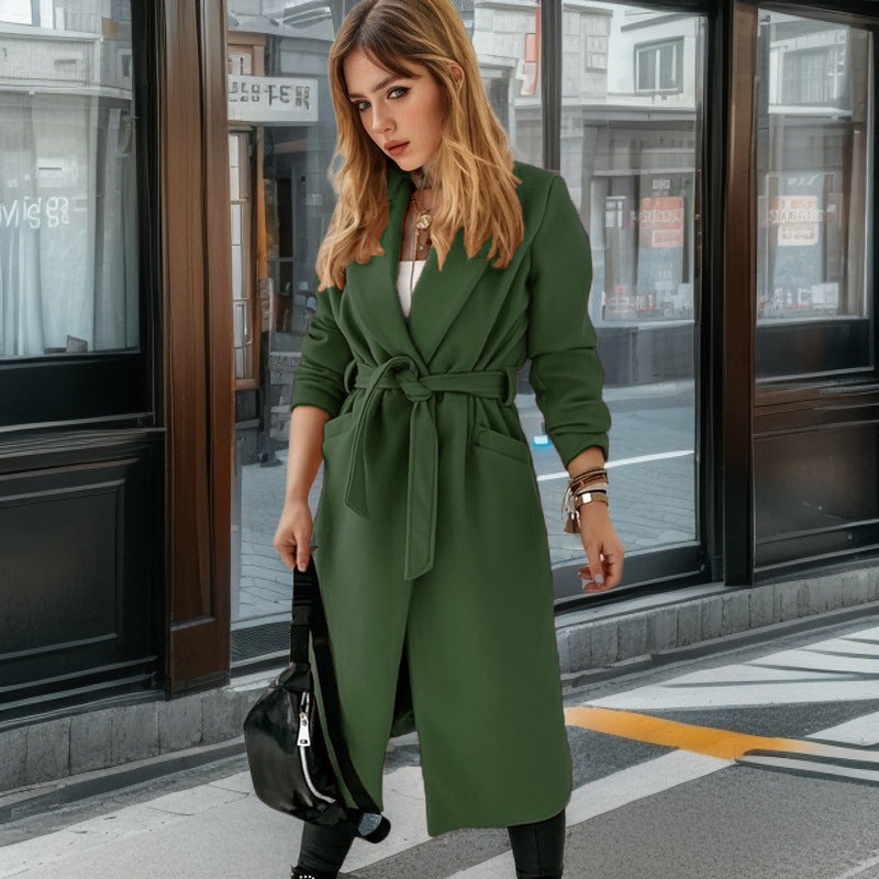 Damen eleganter Trenchcoat mit Gürtel und praktischen Taschen Krohn-e