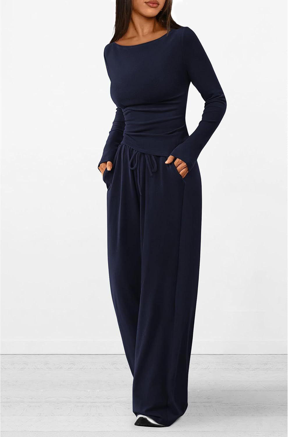 Damen elegantes und bequemes Lounge-Set mit langem Arm und elastischem Bund Krohn-e