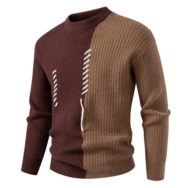 Herren Grobstrickpullover mit asymmetrischem Muster und dekorativem Detail Krohn-e