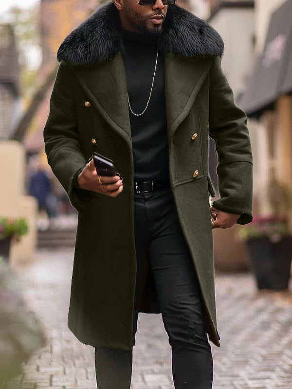 Herren eleganter Langmantel mit luxuriösem Fellkragen Krohn-e