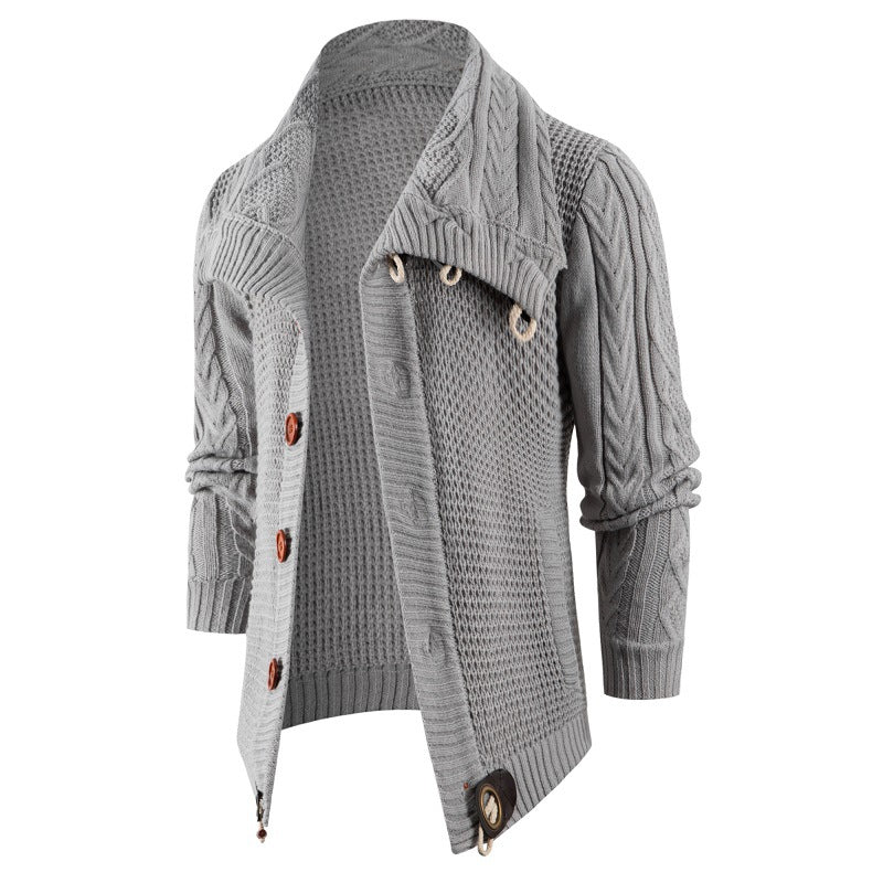 Herren Grobstrick Strickjacke mit umschlagbarem Halsausschnitt Krohn-e