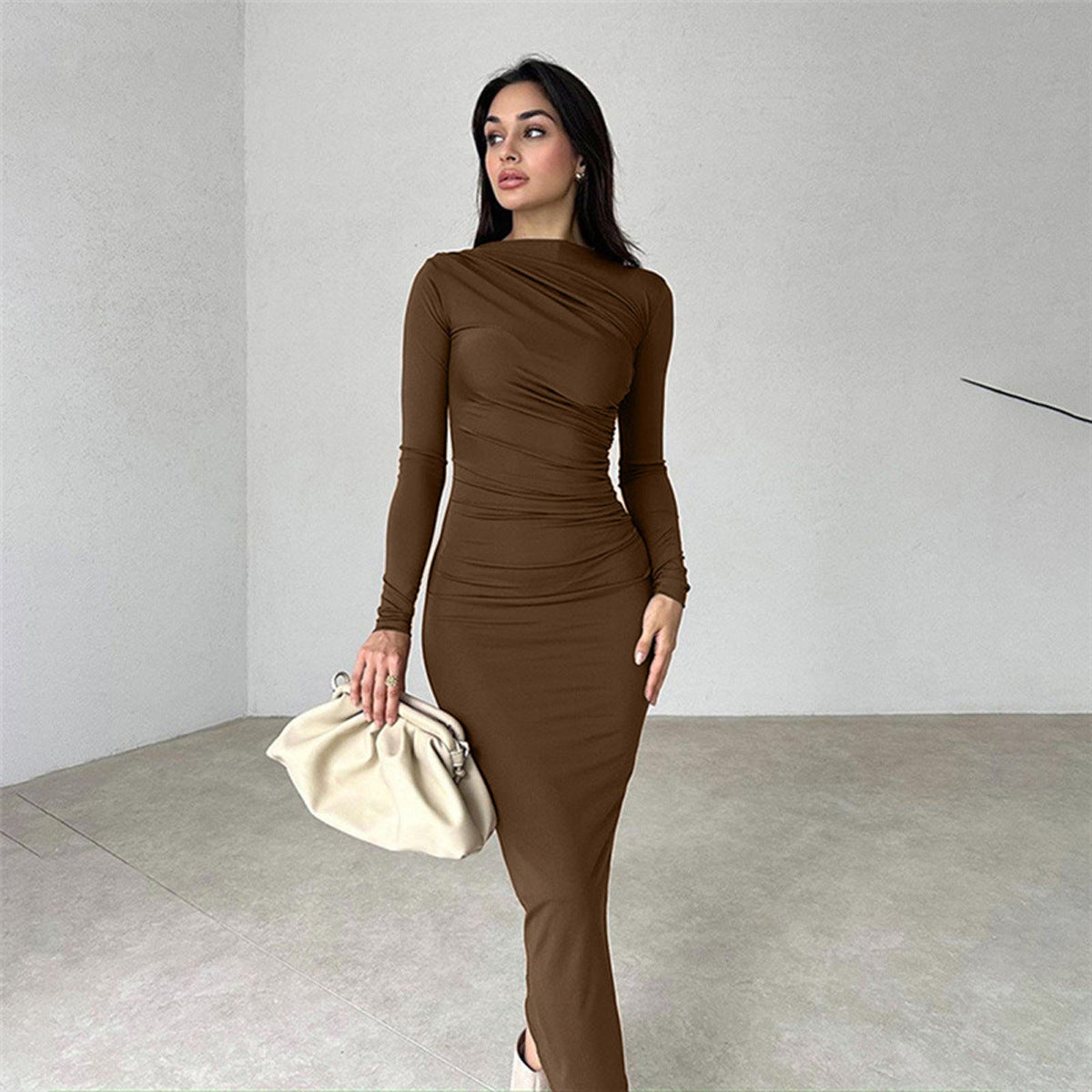 Damen Elegantes Wickelkleid mit langen Ärmeln und figurbetonendem Schnitt Krohn-e