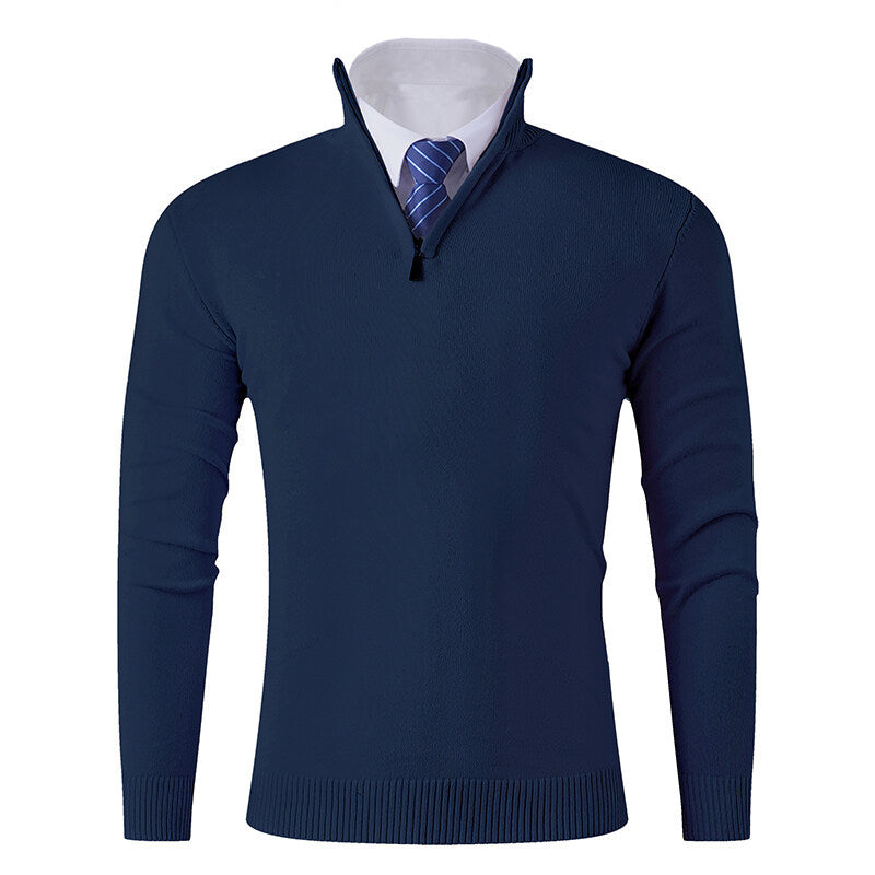Herren Strickpullover mit modernem Reißverschluss und elastischem Saum Krohn-e