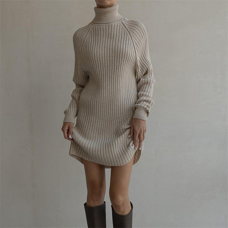 Damen Strickkleid mit hohem Kragen und großen Ärmeln Krohn-e