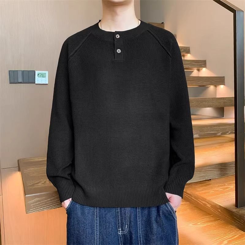 Herren Strickpullover mit umschaltbarem Kragen und hochwertiger Textur Krohn-e
