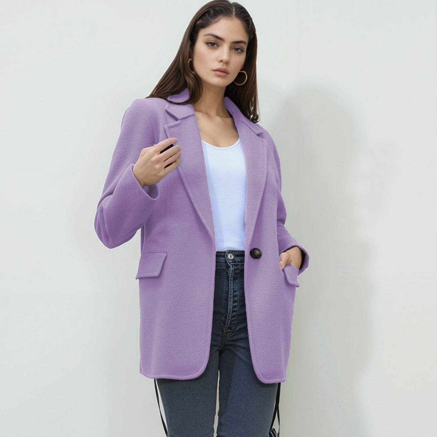 Damen elegante Boucle-Blazerjacke Krohn-e