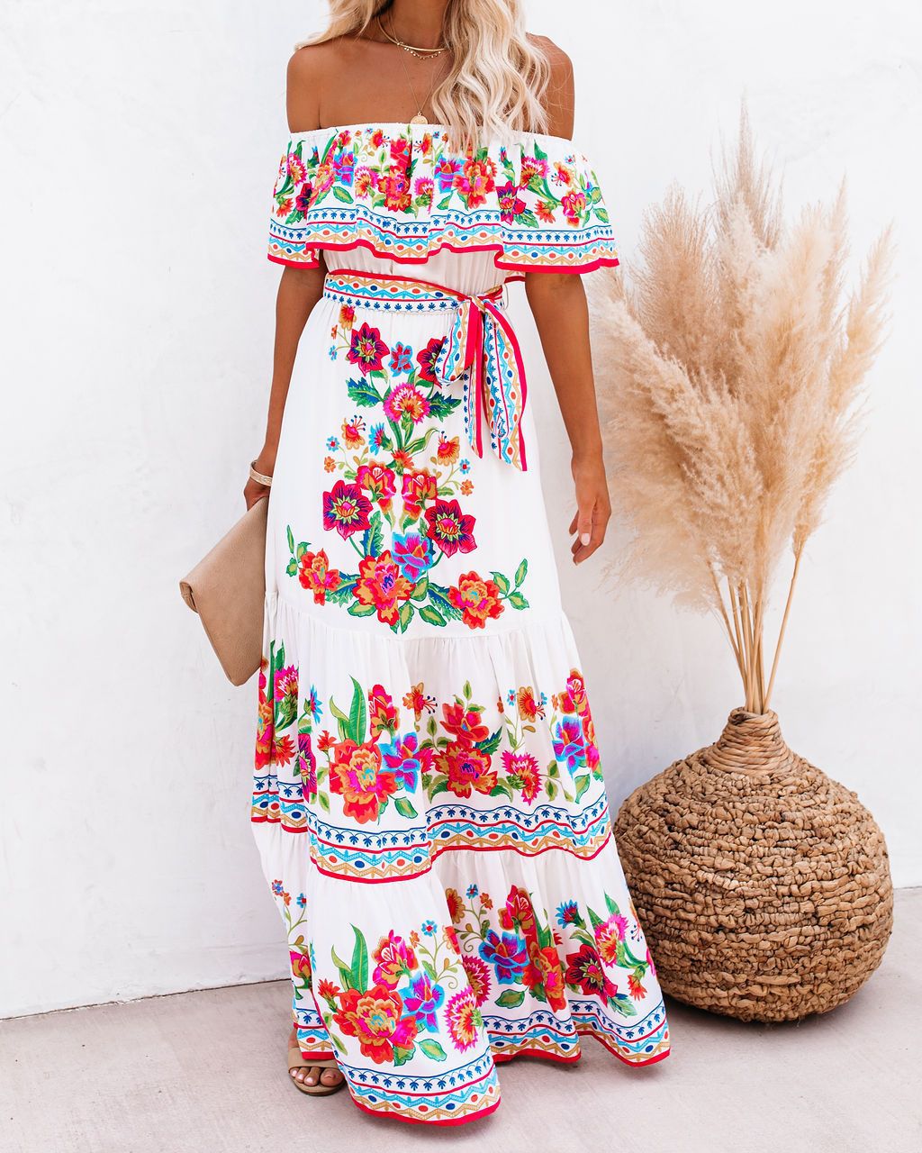 Elegantes Maxikleid von Fudus mit schönem Druck und fließendem Stoff