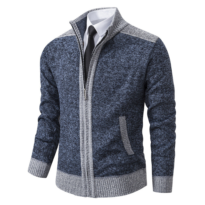 Herren gesteppte Strickjacke mit hohem Kragen und praktischen Taschen Krohn-e