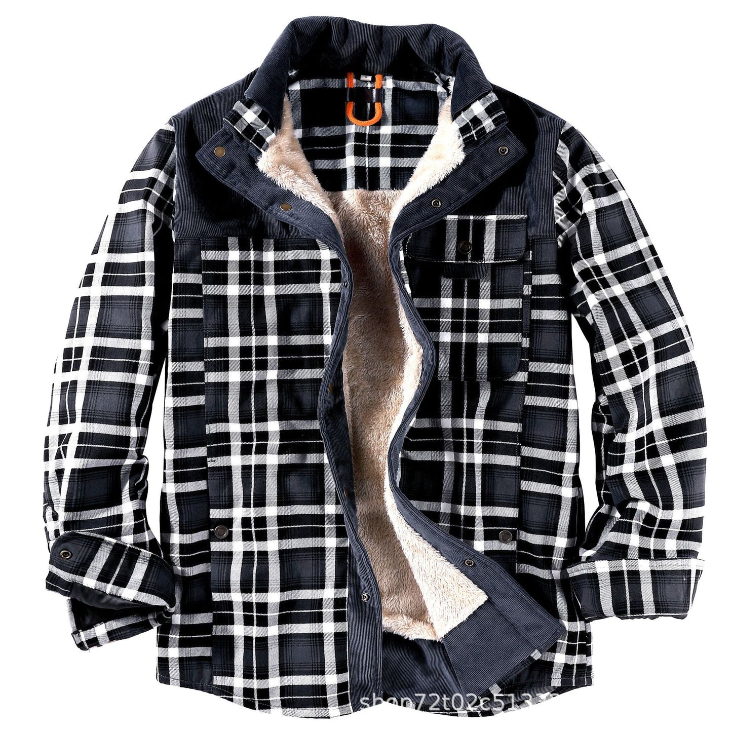 Herren gefütterte Karojacke mit Teddyfell-Hausschicht und praktischen Taschen Krohn-e