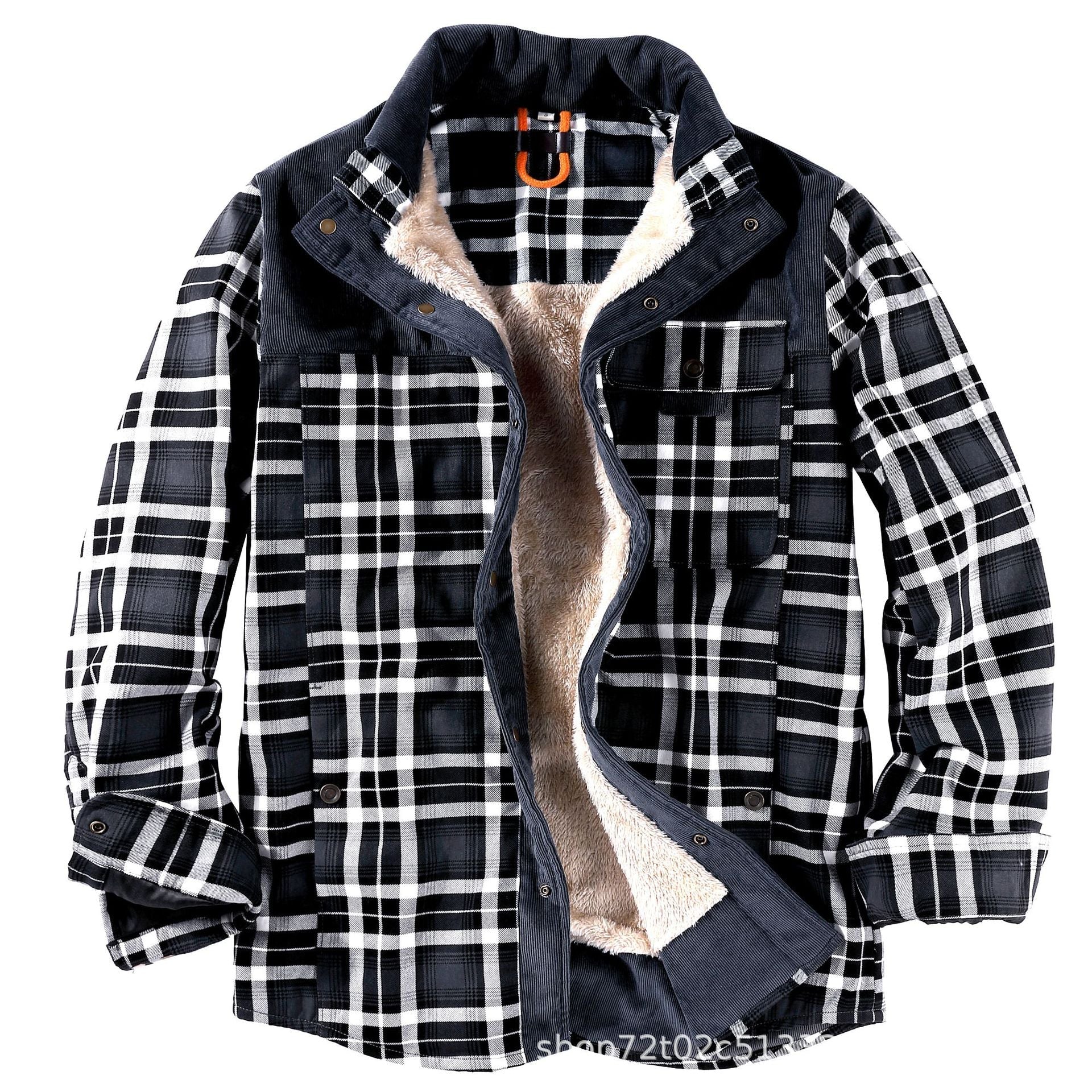 Herren gefütterte Karojacke mit Teddyfell-Hausschicht und praktischen Taschen Krohn-e