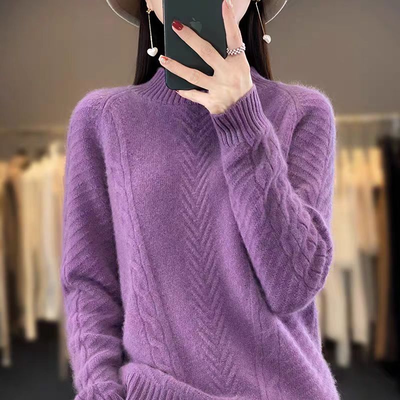 Damen Grobstrickpullover mit Zopfmuster und elegantem Rundhalsausschnitt Krohn-e