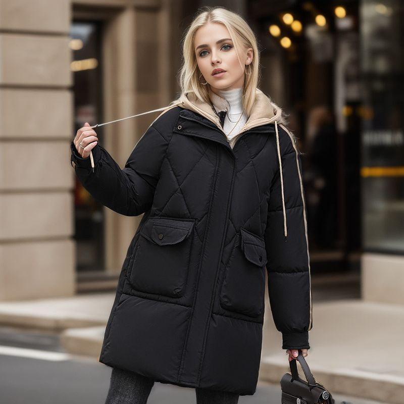 Damen gesteppte Winterjacke mit abnehmbarer Kapuze Krohn-e