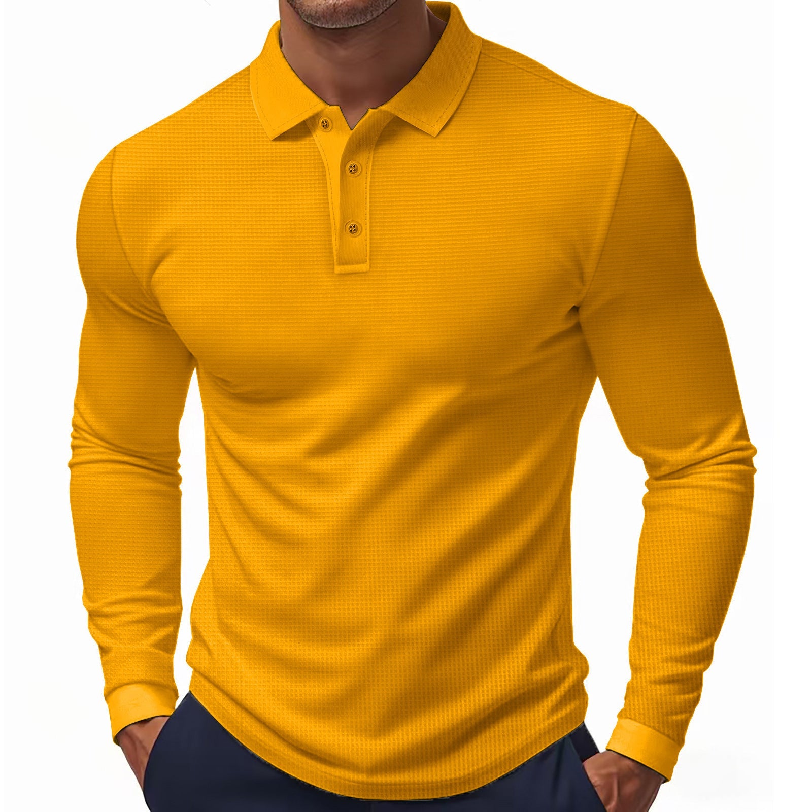Herren Langarm-Polohemd im strukturierten Design mit modernem Schnitt Krohn-e