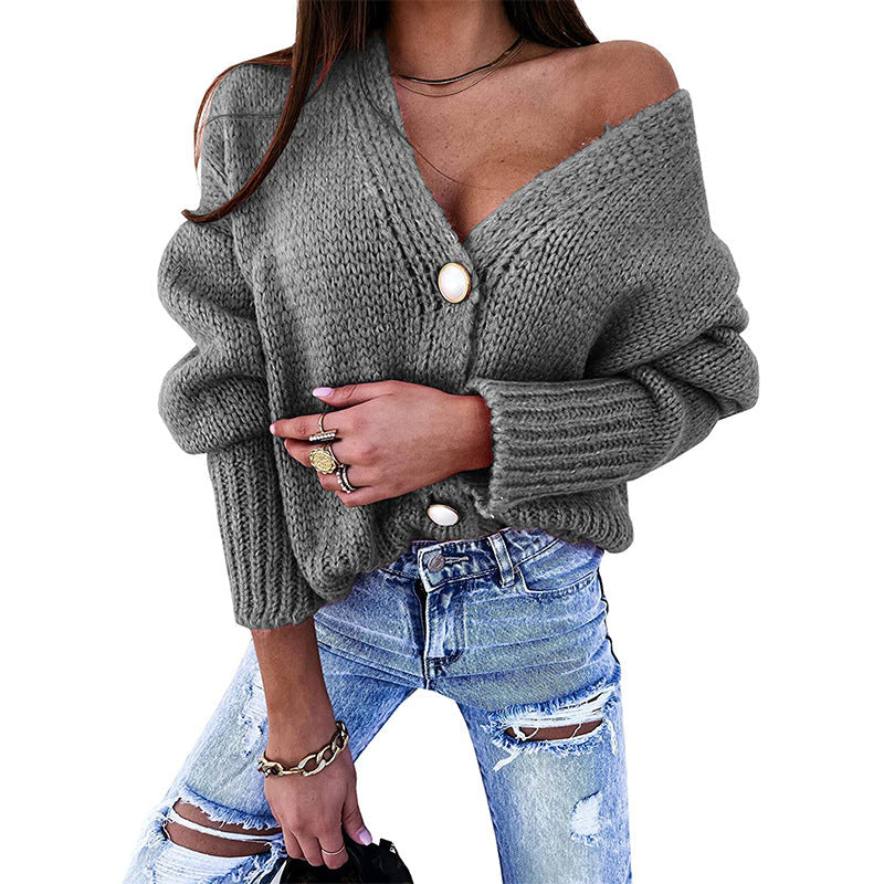 Damen Strickjacke mit lässigem V-Ausschnitt und feinen Knopfdetails Krohn-e