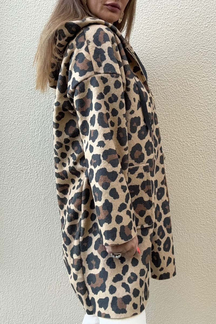 Damen modische Kapuzenjacke mit Leo-Muster Krohn-e
