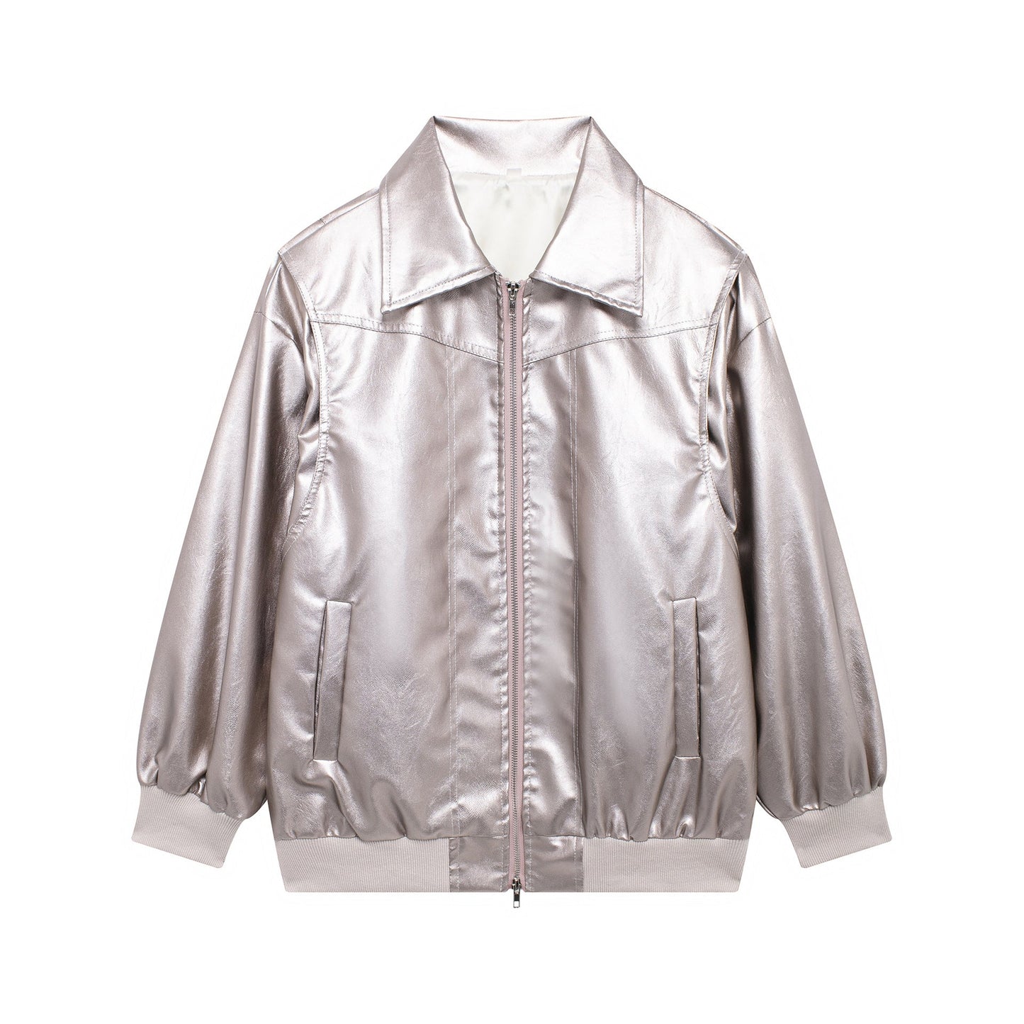 Damen Kunstlederjacke mit lässigem Schnitt und elastischem Saum Krohn-e