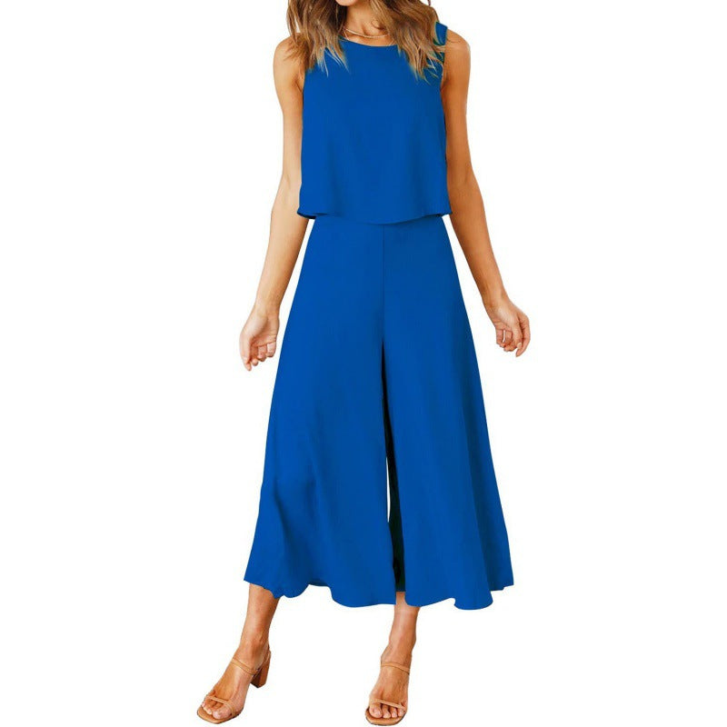 Damen Jumpsuit mit fließendem Schnitt und weitem Bein Krohn-e