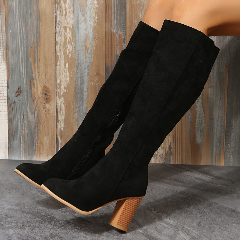 Damen Modische Overknee-Stiefel mit elegantem Blockabsatz und rutschfester Sohle Krohn-e