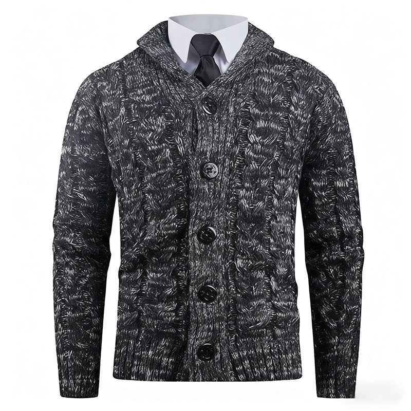 Herren Strickjacke mit Zopfmuster und schickem Schalkragen Krohn-e