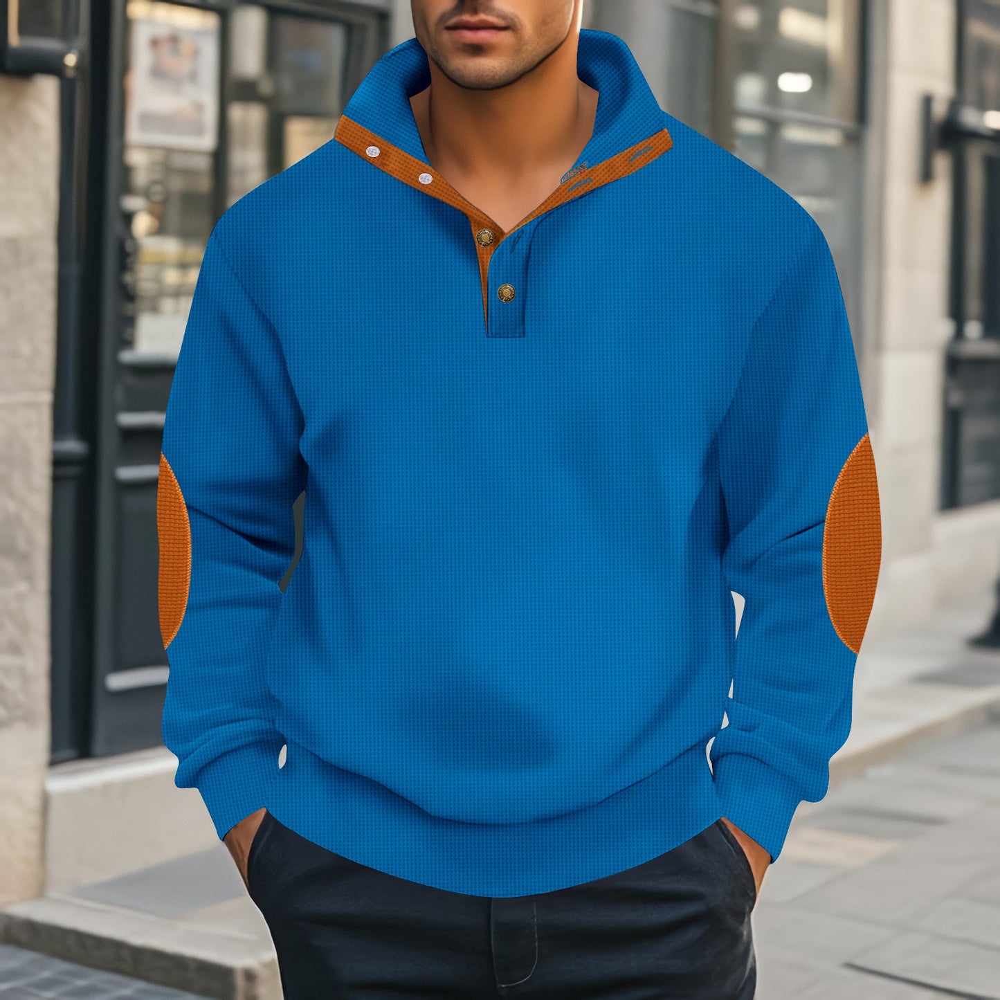 Herren Henley-Pullover mit strukturiertem Design und Kontrastakzenten Krohn-e