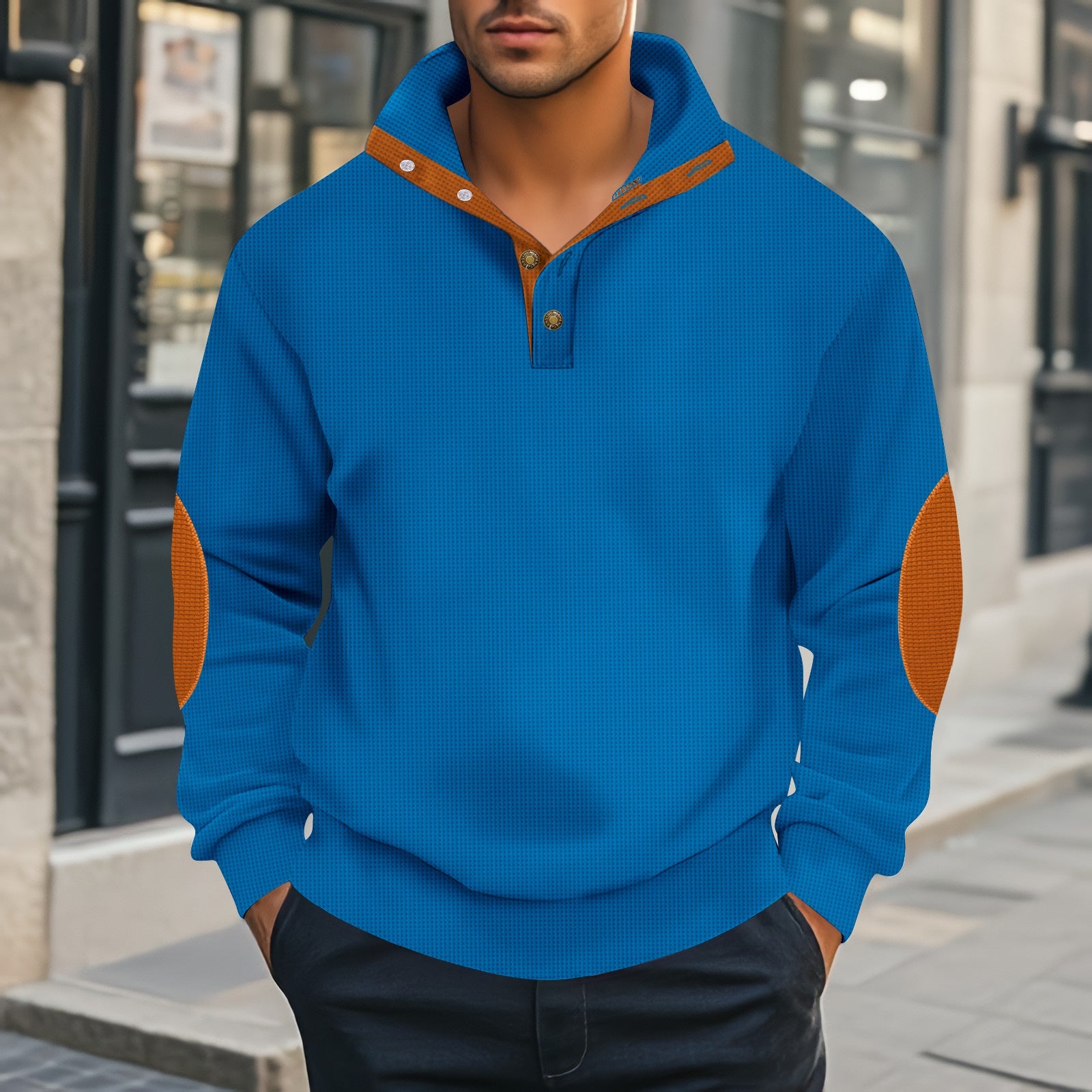 Herren Henley-Pullover mit strukturiertem Design und Kontrastakzenten Krohn-e