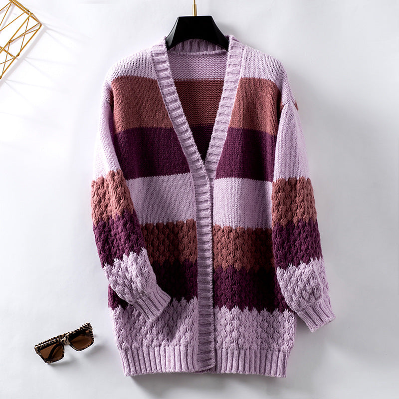 Krohn-e | Gestreifte Gemütliche Strickjacke