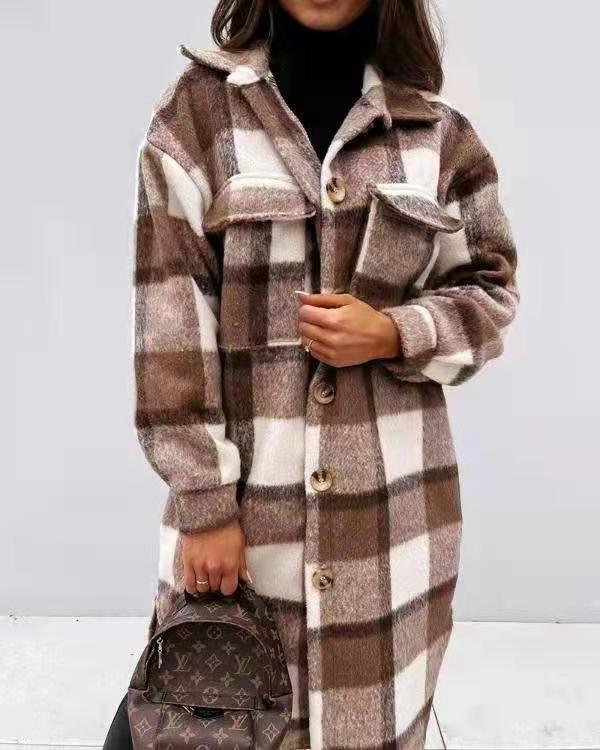 Damen Karierter Oversized-Hemd-Mantel mit praktischen Taschen Krohn-e