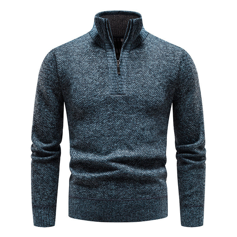 Herren eleganter Strickpullover mit modernem Stehkragen und Reißverschluss Krohn-e