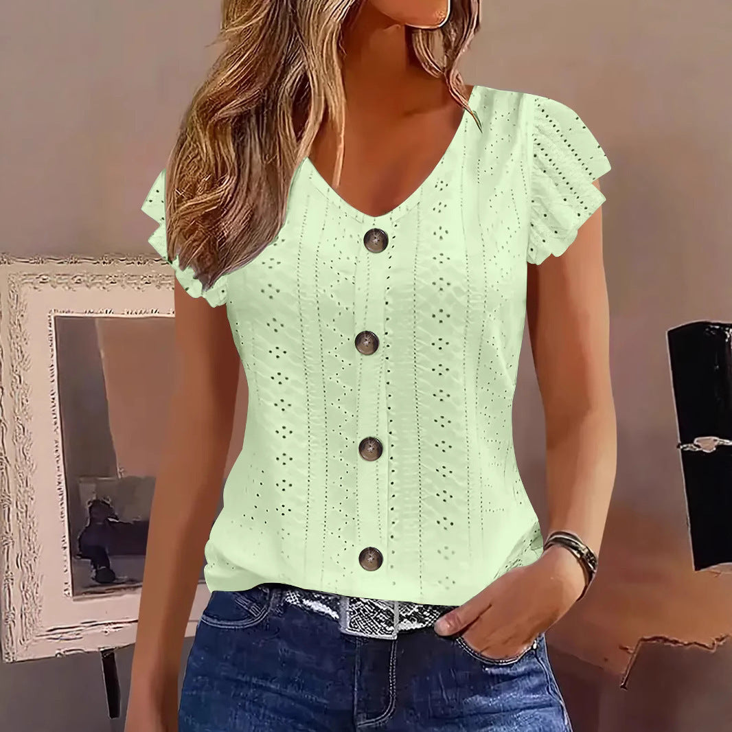 Damen Bluse mit Rüschendetails und Knopfverschluss Krohn-e