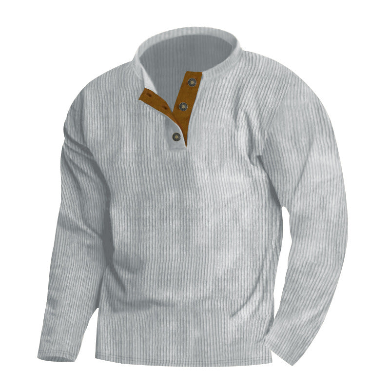 Herren Pullover mit strukturierter Oberfläche und Knopfleisten-Detail Krohn-e
