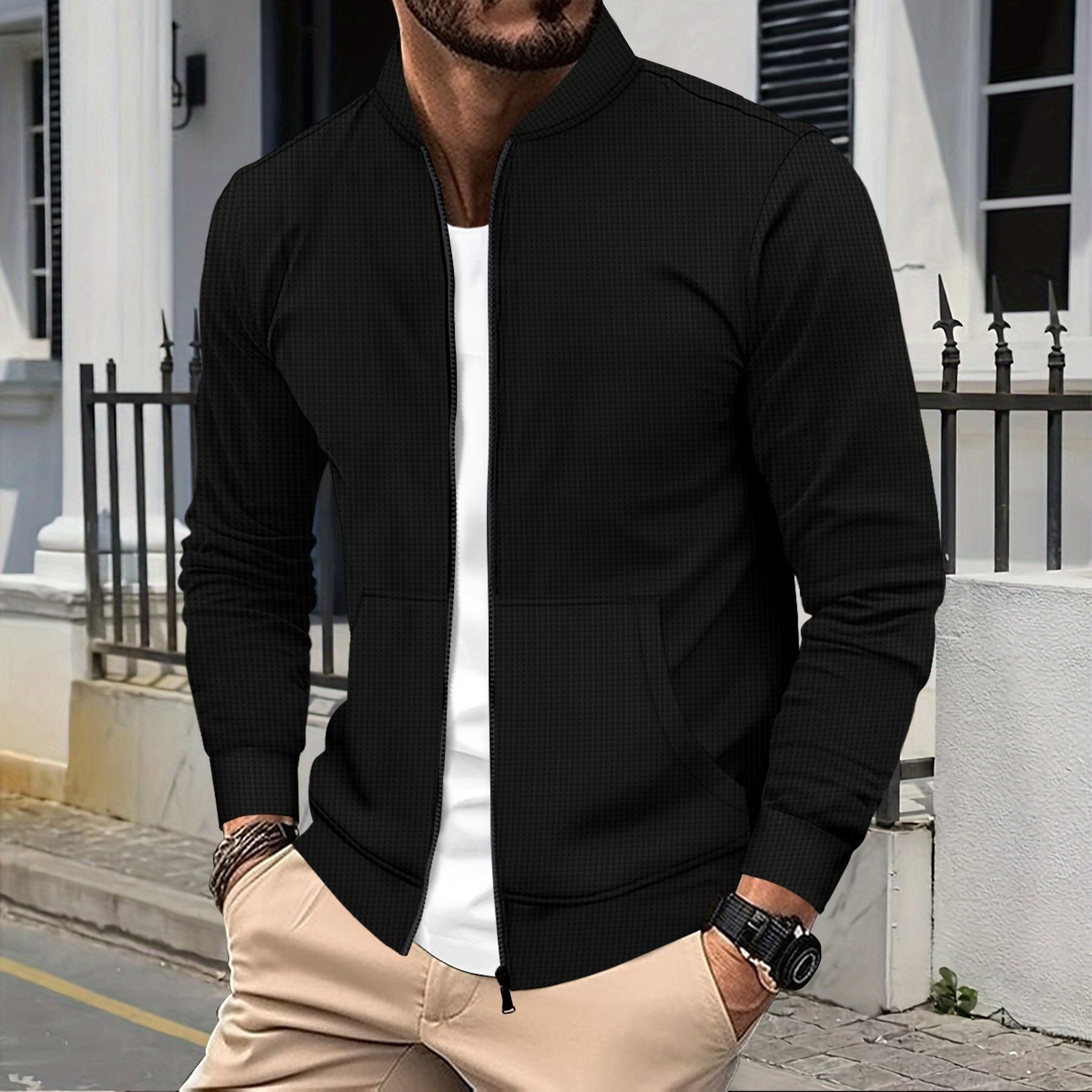 Herren sportliche Freizeitjacke mit Reißverschluss und praktischen Taschen Krohn-e