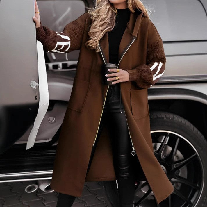 Damen Oversized Kapuzenmantel mit seitlichen Taschen und Reißverschluss Krohn-e