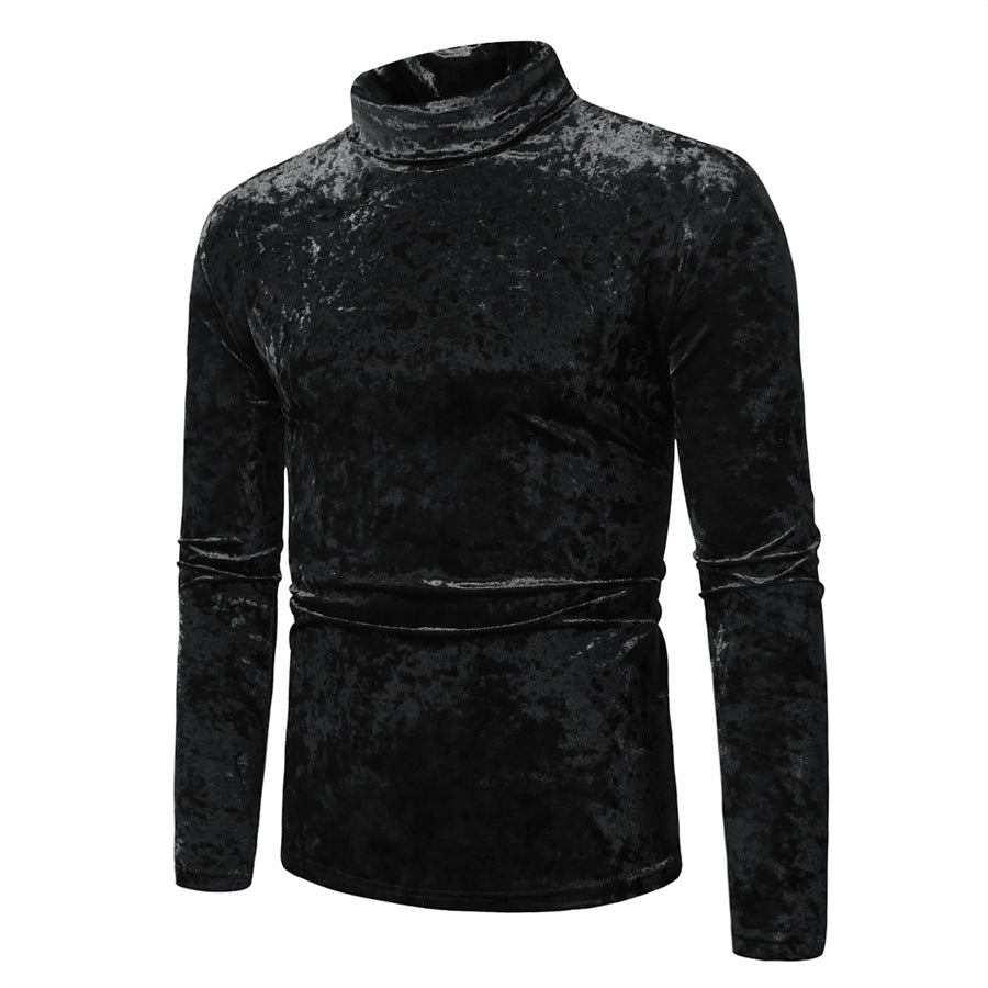 Herren Eleganter Rollkragenpullover aus weichem Samtstoff Krohn-e