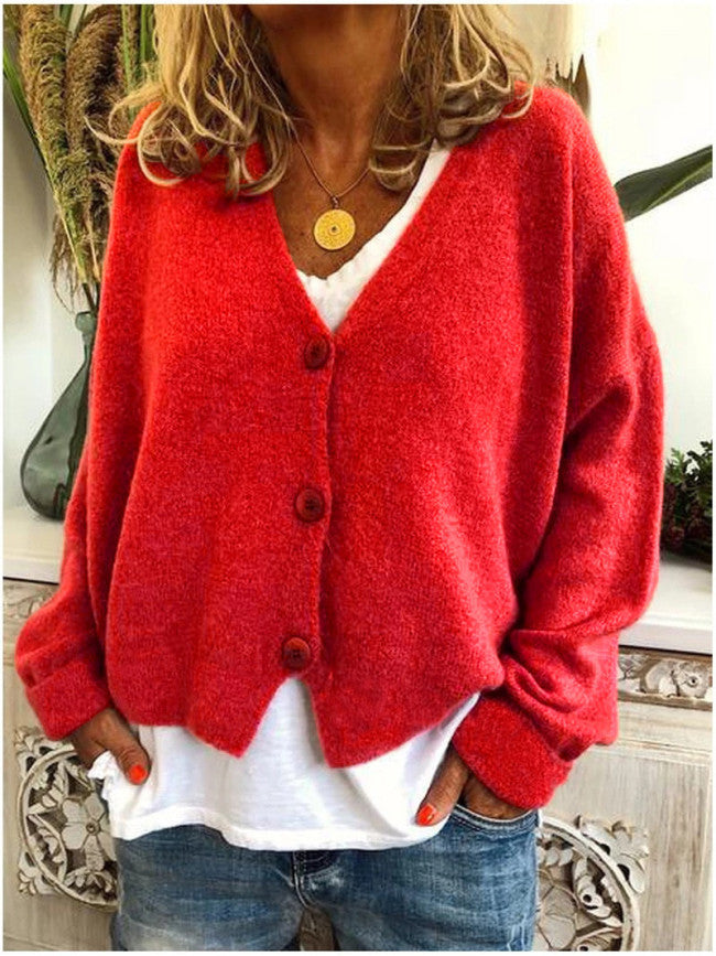 Damen Lässiger Strickcardigan mit offenem Design und knöpfbarem Verschluss Krohn-e