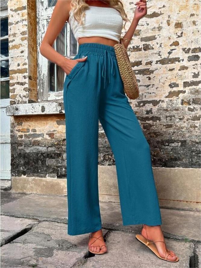 Damen Elegante Freizeit-Hosen mit elastischem Bund und seitlichen Taschen Krohn-e