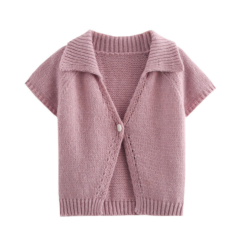 Damen Strickjacke mit elegantem Kragen und breitem Saum Krohn-e