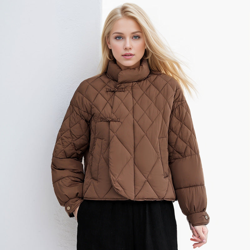 Damen gesteppte Jacke mit hohem Kragen und praktischen Druckknopfdetails Krohn-e