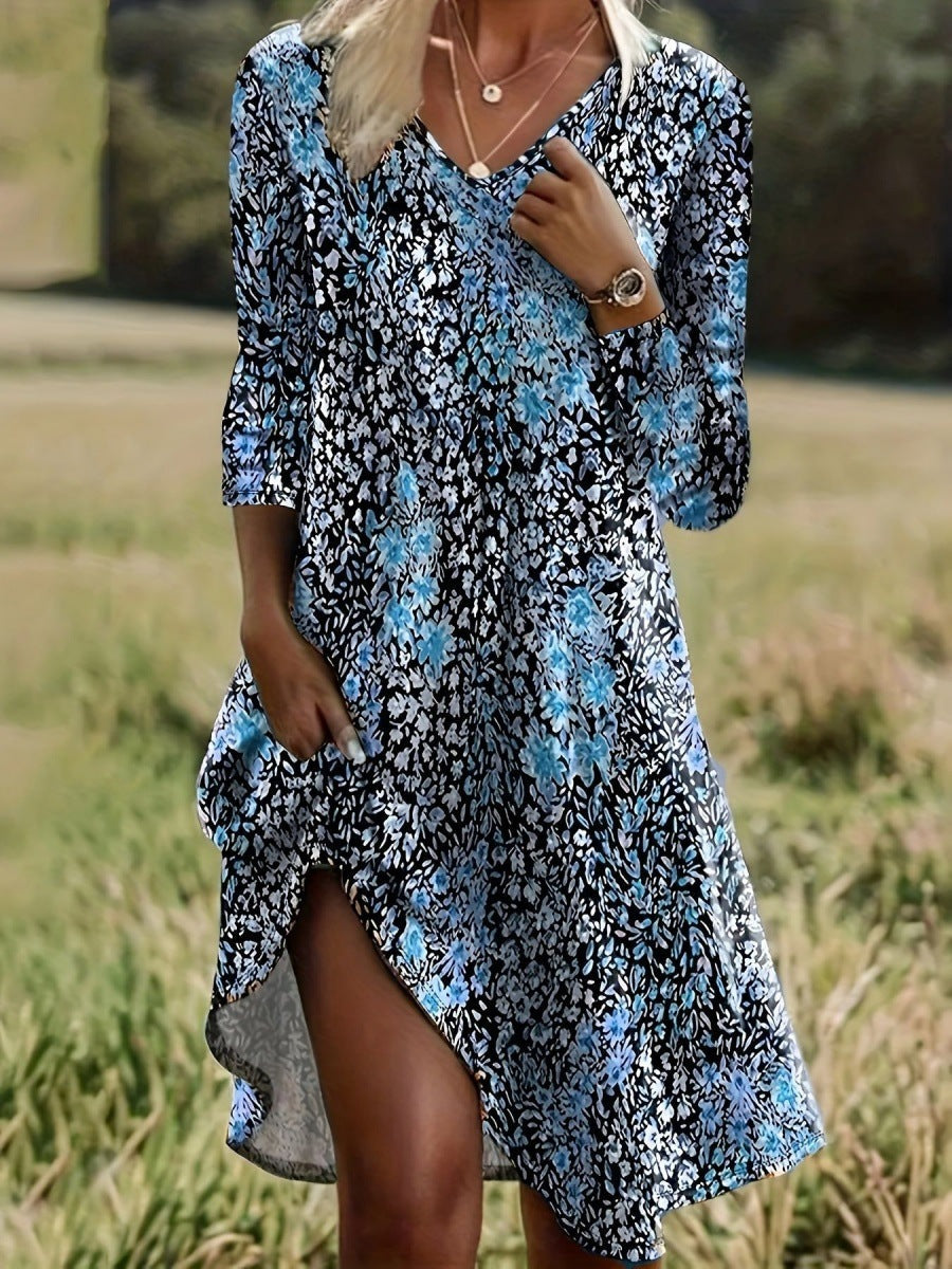 Damen Freizeitkleid mit modischem V-Ausschnitt und Seitenschlitz Krohn-e